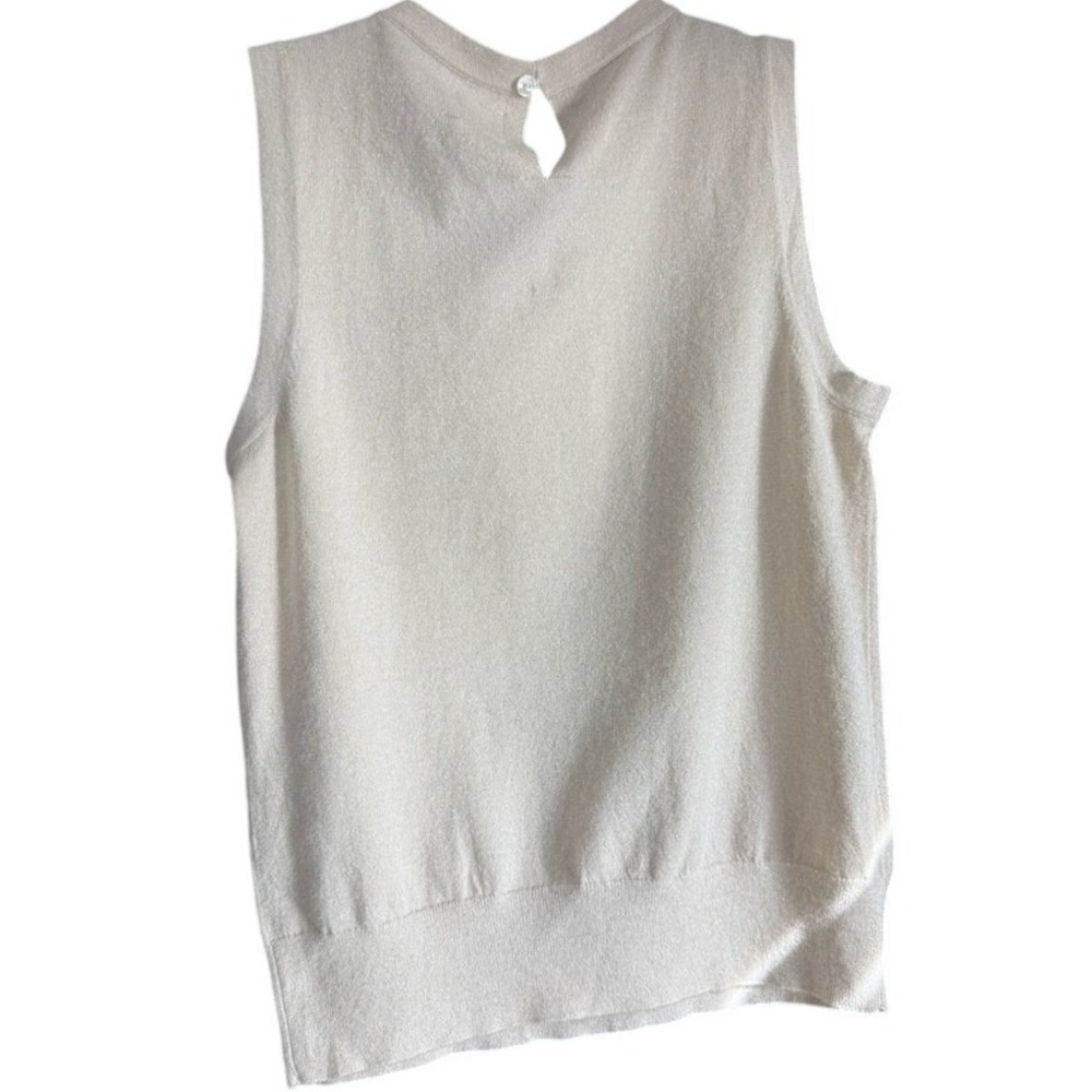 Worthington Champagne Metallic Sleeveless Sweater Shell Keyhole Back XS NWT - Picture 4 of 8